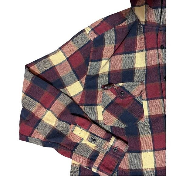 Molokai Surf Co. Shirt Mens Size 2XL Red Plaid Hooded Flannel Beach Hawaii - Picture 5 of 8